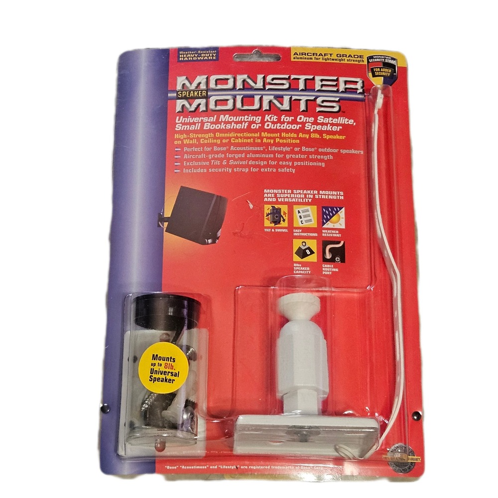 Monster Speaker Mount Universal Kit for Bose Satellite Bookshelf White 156275-00